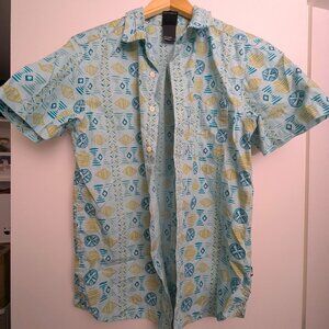North Face Geometric Pattern Short Sleeve Button-up Collared Shirt
